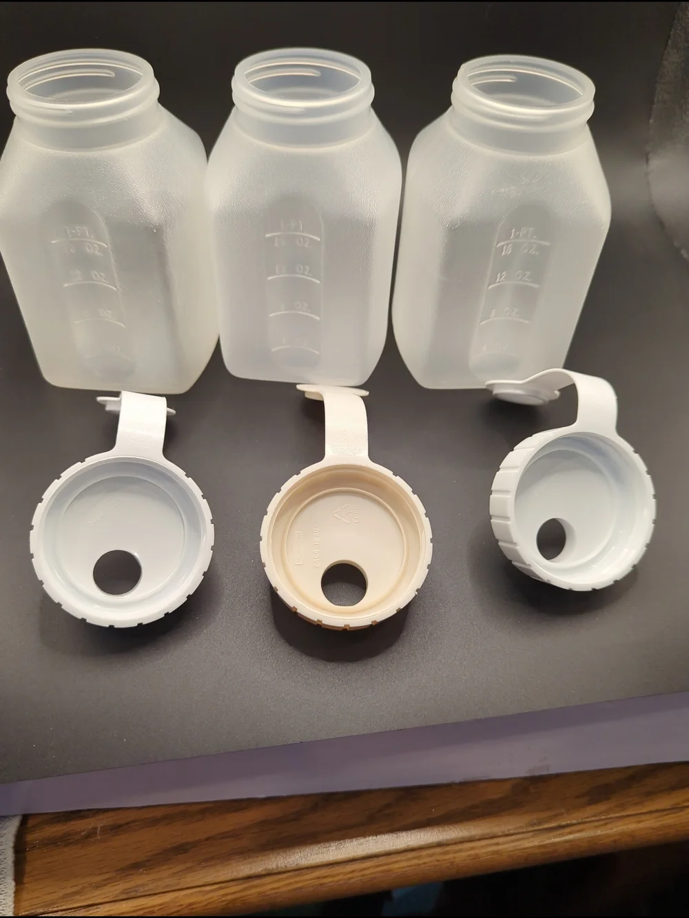 Lot of 3 - Rubbermaid One Pint 0229 Drink Bottles Servin Saver Flip Top Lids 246